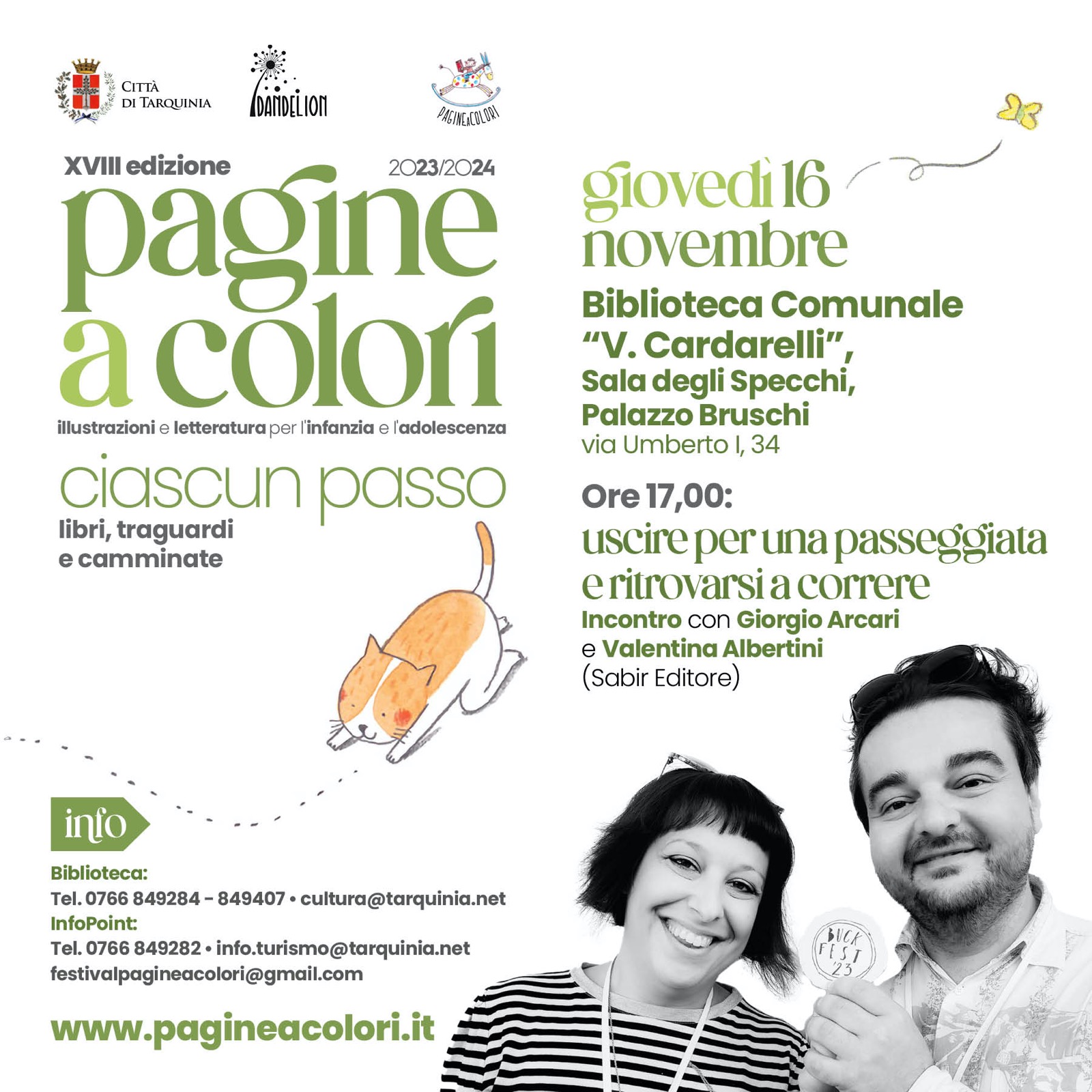 A Tarquinia a PAGINEaCOLORI gli ospiti Giorgio Arcari e Valentina Albertini